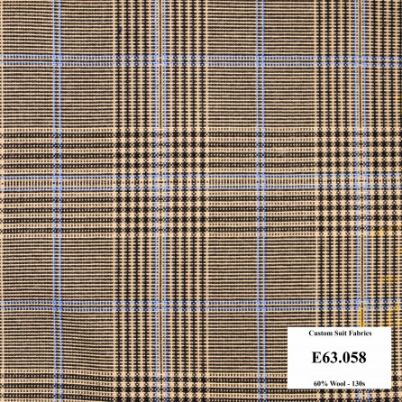 E63.058 Kevinlli V5 - Vải Suit 60% Wool - Nâu Caro